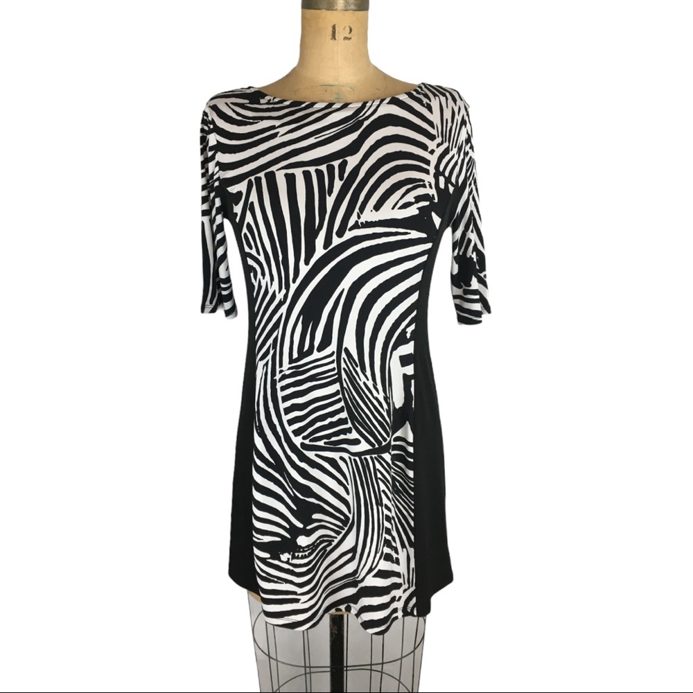 5/$25 Style & CO. Zebra Detail Black and White Mini Dress Size S